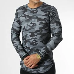Offres 😉 Tee 👕 Shirt Oversize Manches Longues D7215 Noir Gris Camouflage de Frilivin 🤩 -Promos Frilivin Magasin frilivin 334643 D7215 BLACK 20220830T103234 03