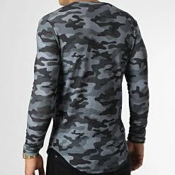 Offres 😉 Tee 👕 Shirt Oversize Manches Longues D7215 Noir Gris Camouflage de Frilivin 🤩 -Promos Frilivin Magasin frilivin 334643 D7215 BLACK 20220830T103235 04