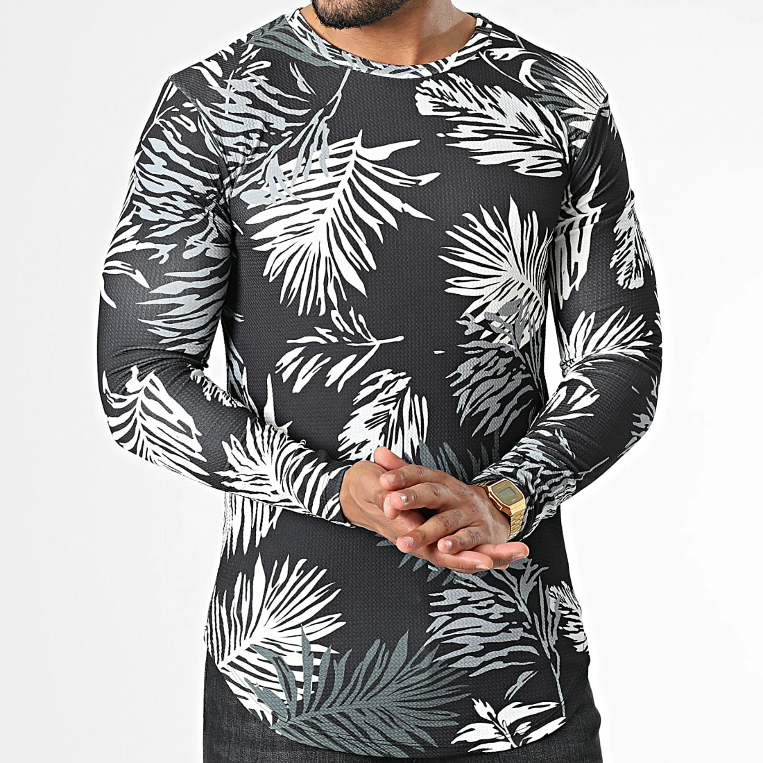 Tout neuf ❤️ Tee 👕 Shirt Oversize Manches Longues D7219 Noir Floral de Frilivin 🧨 5 Tout neuf ❤️ Tee 👕 Shirt Oversize Manches Longues D7219 Noir Floral de Frilivin 🧨 – Image 3