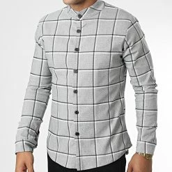 Meilleur prix 😉 Chemise Manches Longues A Carreaux 4128 Gris Chiné de Frilivin ⌛
