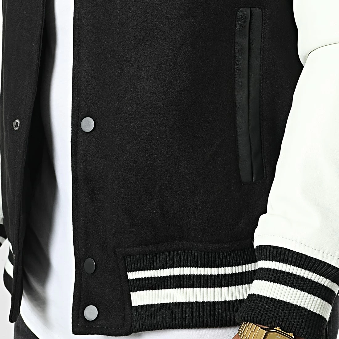 Le moins cher 👏 Veste Teddy L925 Noir Blanc de Frilivin 🔔 4 Le moins cher 👏 Veste Teddy L925 Noir Blanc de Frilivin 🔔 – Image 2