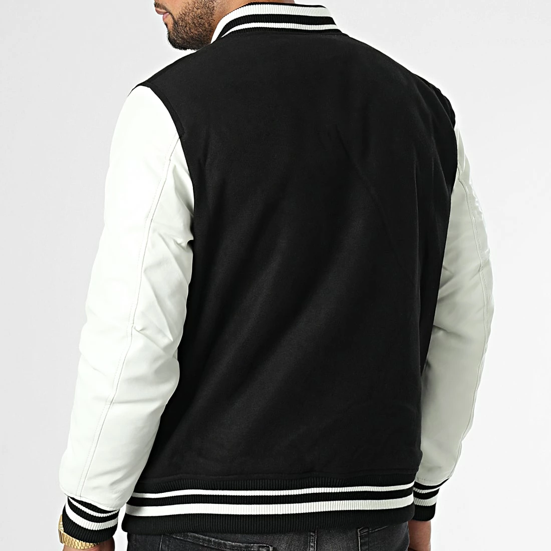 Le moins cher 👏 Veste Teddy L925 Noir Blanc de Frilivin 🔔 6 Le moins cher 👏 Veste Teddy L925 Noir Blanc de Frilivin 🔔 – Image 4