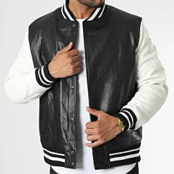 Grosses soldes 👍 Veste Teddy L930 Noir Blanc de Frilivin 🎉