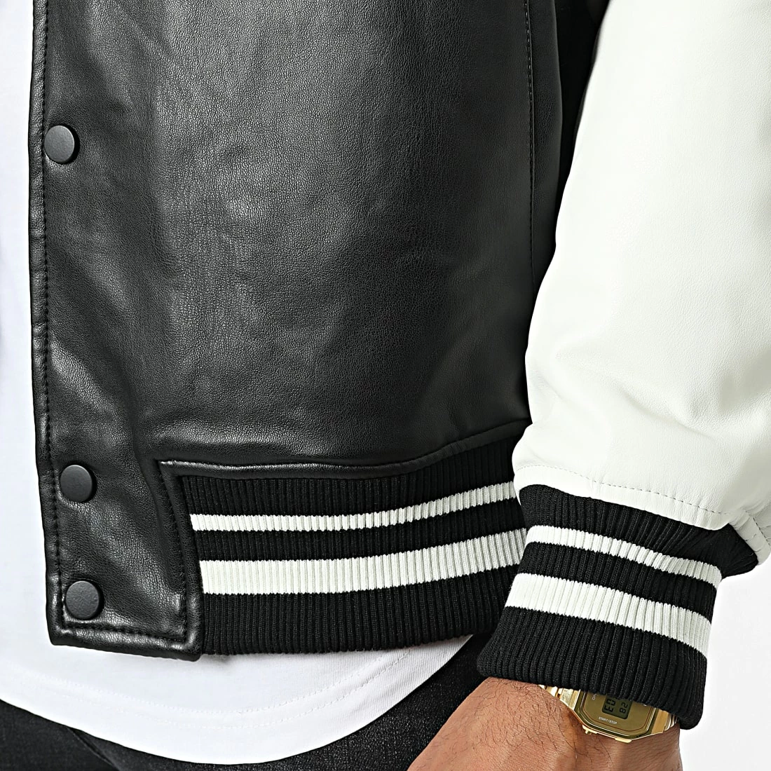 Grosses soldes 👍 Veste Teddy L930 Noir Blanc de Frilivin 🎉 4 Grosses soldes 👍 Veste Teddy L930 Noir Blanc de Frilivin 🎉 – Image 2