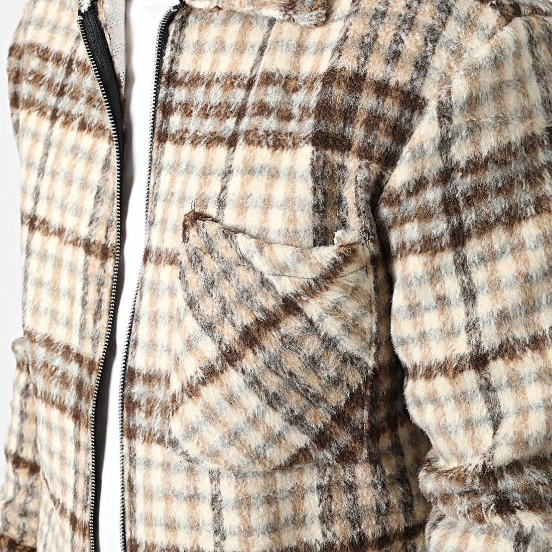 Le moins cher ✔️ Surchemise Zippée A Carreaux D8116 Beige de Frilivin 🌟 4 Le moins cher ✔️ Surchemise Zippée A Carreaux D8116 Beige de Frilivin 🌟 – Image 2