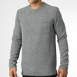 Meilleure vente 😉 Tee 👕 Shirt Poche Manches Longues D7150 Gris Chiné de Frilivin 🧨