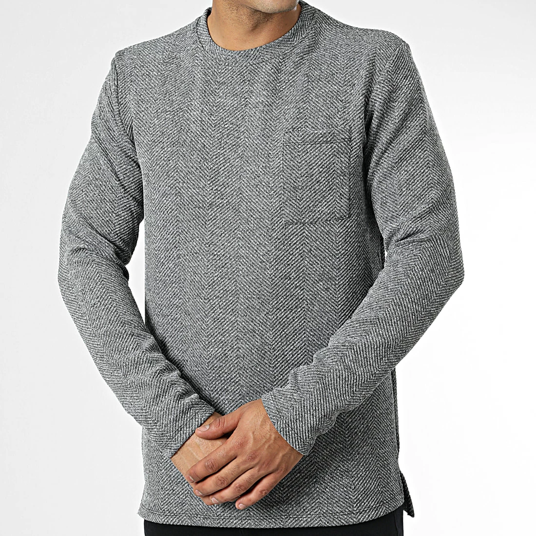 Meilleure vente 😉 Tee 👕 Shirt Poche Manches Longues D7150 Gris Chiné de Frilivin 🧨 5 Meilleure vente 😉 Tee 👕 Shirt Poche Manches Longues D7150 Gris Chiné de Frilivin 🧨 – Image 3