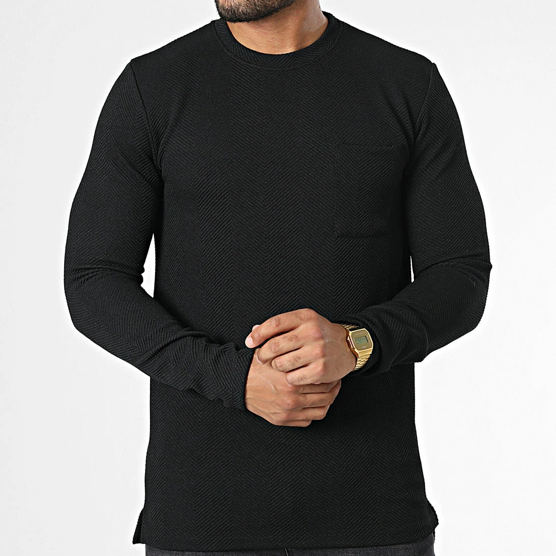 Meilleure vente ✨ Tee 👕 Shirt Poche Manches Longues D7150 Noir de Frilivin ⭐ 5 Meilleure vente ✨ Tee 👕 Shirt Poche Manches Longues D7150 Noir de Frilivin ⭐ – Image 3