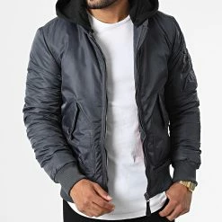 Tout neuf ❤️ Veste Bomber Capuche AB6658 Gris de Frilivin 🔔 -Promos Frilivin Magasin frilivin 334701 AB6658 4 20220905T152330 03