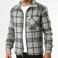 Sortie ⌛ Veste Zippée A Carreaux D8116 Gris de Frilivin 🛒 -Promos Frilivin Magasin frilivin 334711 D8116 GREY 20220829T162620 03