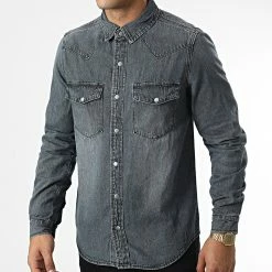 Bon marché 🥰 Chemise Manches Longues Jean VJ413 Bleu Brut de Frilivin 🎉