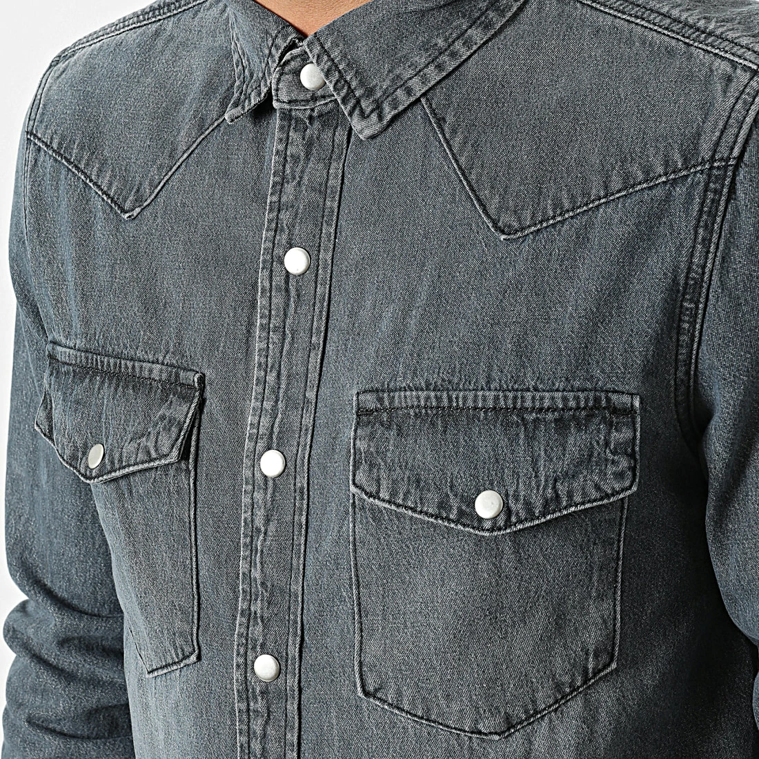 Bon marché 🥰 Chemise Manches Longues Jean VJ413 Bleu Brut de Frilivin 🎉 4 Bon marché 🥰 Chemise Manches Longues Jean VJ413 Bleu Brut de Frilivin 🎉 – Image 2