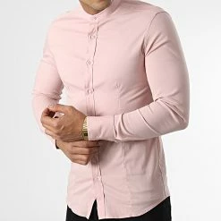 Remise 🎁 Chemise Manches Longues Col Officier NS7229 Rose Clair de Frilivin 🥰 -Promos Frilivin Magasin frilivin 334794 NS7229 CIPRIA 20220830T152342 03