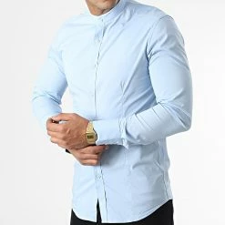 Acheter 💯 Chemise Manches Longues Col Officier NS7229 Bleu Clair de Frilivin 🛒 -Promos Frilivin Magasin frilivin 334795 NS7229 CELESTE 20220830T151724 03