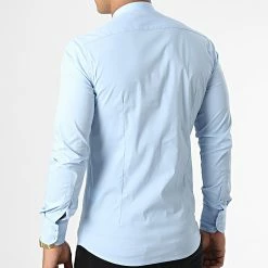 Acheter 💯 Chemise Manches Longues Col Officier NS7229 Bleu Clair de Frilivin 🛒 -Promos Frilivin Magasin frilivin 334795 NS7229 CELESTE 20220830T151726 04