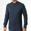 Grosses soldes 😉 Chemise Manches Longues Col Officier NS7229 Bleu Marine de Frilivin 💯