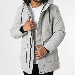 Sortie ✔️ Parka Capuche AB6716 Gris Clair de Frilivin 😍