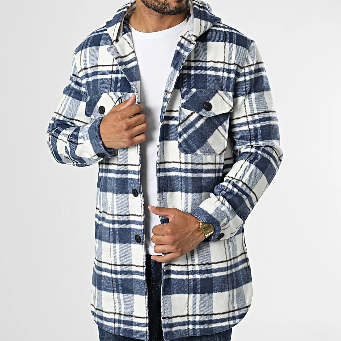 Bon marché 🎁 Veste Capuche A Carreaux HP06B72 Blanc Bleu Marine de Frilivin 🔔 3 Bon marché 🎁 Veste Capuche A Carreaux HP06B72 Blanc Bleu Marine de Frilivin 🔔