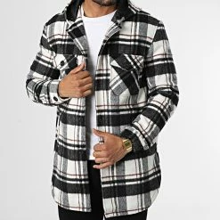 Vente flash 😍 Veste Capuche A Carreaux HP06B72 Blanc Noir de Frilivin 🤩