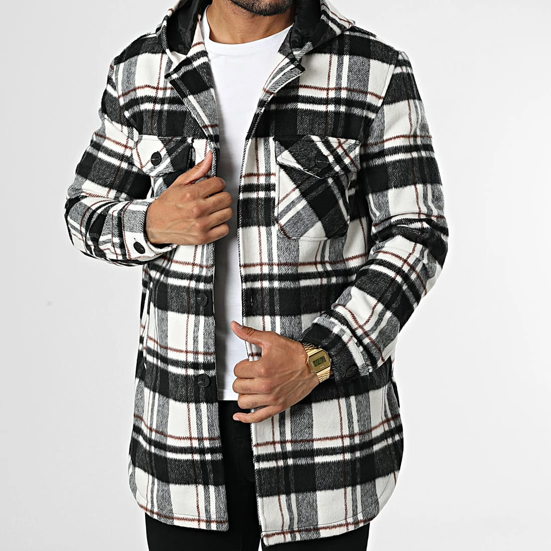 Vente flash 😍 Veste Capuche A Carreaux HP06B72 Blanc Noir de Frilivin 🤩 3 Vente flash 😍 Veste Capuche A Carreaux HP06B72 Blanc Noir de Frilivin 🤩