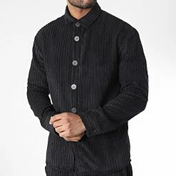 Promo 🌟 Ensemble Chemise Manches Longues Et Pantalon Velours FL042 Noir de Frilivin 🎉 -Promos Frilivin Magasin frilivin 337516 FL042 BLACK 20220923T154308 03