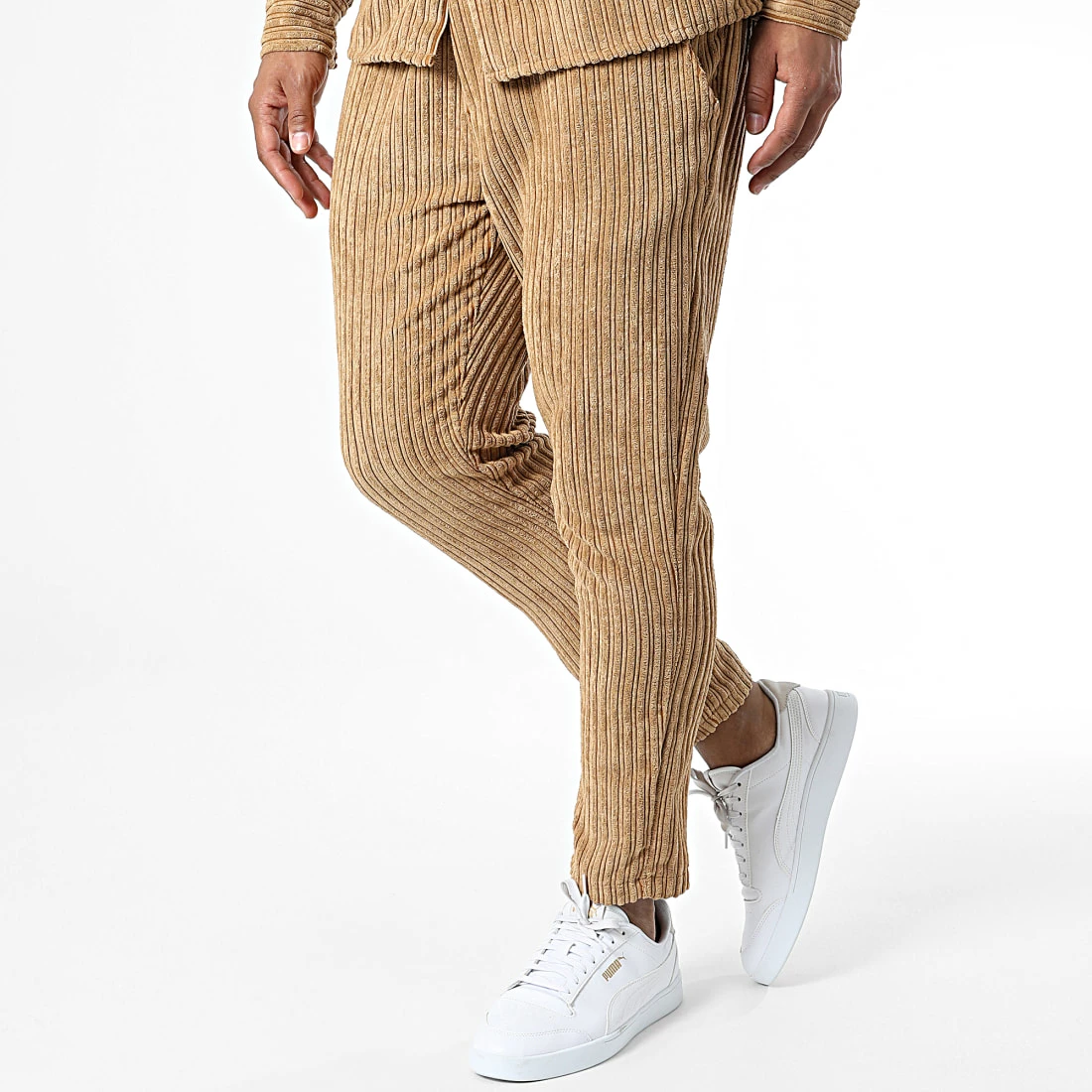 Nouveau 😍 Ensemble Chemise Manches Longues Et Pantalon Velours FL042 Camel de Frilivin 😀 6 Nouveau 😍 Ensemble Chemise Manches Longues Et Pantalon Velours FL042 Camel de Frilivin 😀 – Image 4