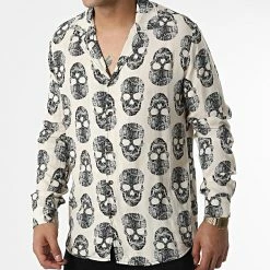 Meilleure vente ⭐ Chemise Manches Longues X16235 Beige de Frilivin ⌛