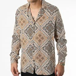 Vente flash 🛒 Chemise Manches Longues X16232 Beige Jaune de Frilivin 😀