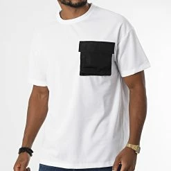 Promo 😉 Tee 👚 Shirt Oversize Large Poche 16020 Blanc de Frilivin 🔔