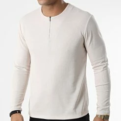 Acheter ✨ Tee 👚 Shirt Manches Longues X16207 Beige de Frilivin 🔔