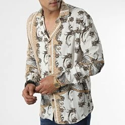 Grosses soldes ❤️ Chemise Manches Longues Floral X16238 Beige de Frilivin ⌛ -Promos Frilivin Magasin frilivin 337573 X16238 20220920T153222 03