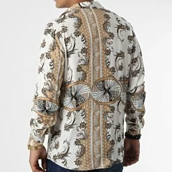 Grosses soldes ❤️ Chemise Manches Longues Floral X16238 Beige de Frilivin ⌛ -Promos Frilivin Magasin frilivin 337573 X16238 20220920T153223 04