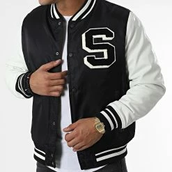 Remise 🔔 Veste Teddy L927 Noir Blanc de Frilivin 💯