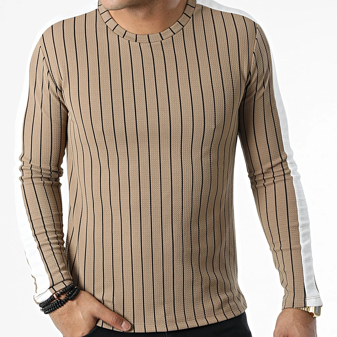 Acheter ❤️ Tee 👕 Shirt Manches Longues A Bandes Et Rayures FL038 Camel de Frilivin 👍 5 Acheter ❤️ Tee 👕 Shirt Manches Longues A Bandes Et Rayures FL038 Camel de Frilivin 👍 – Image 3