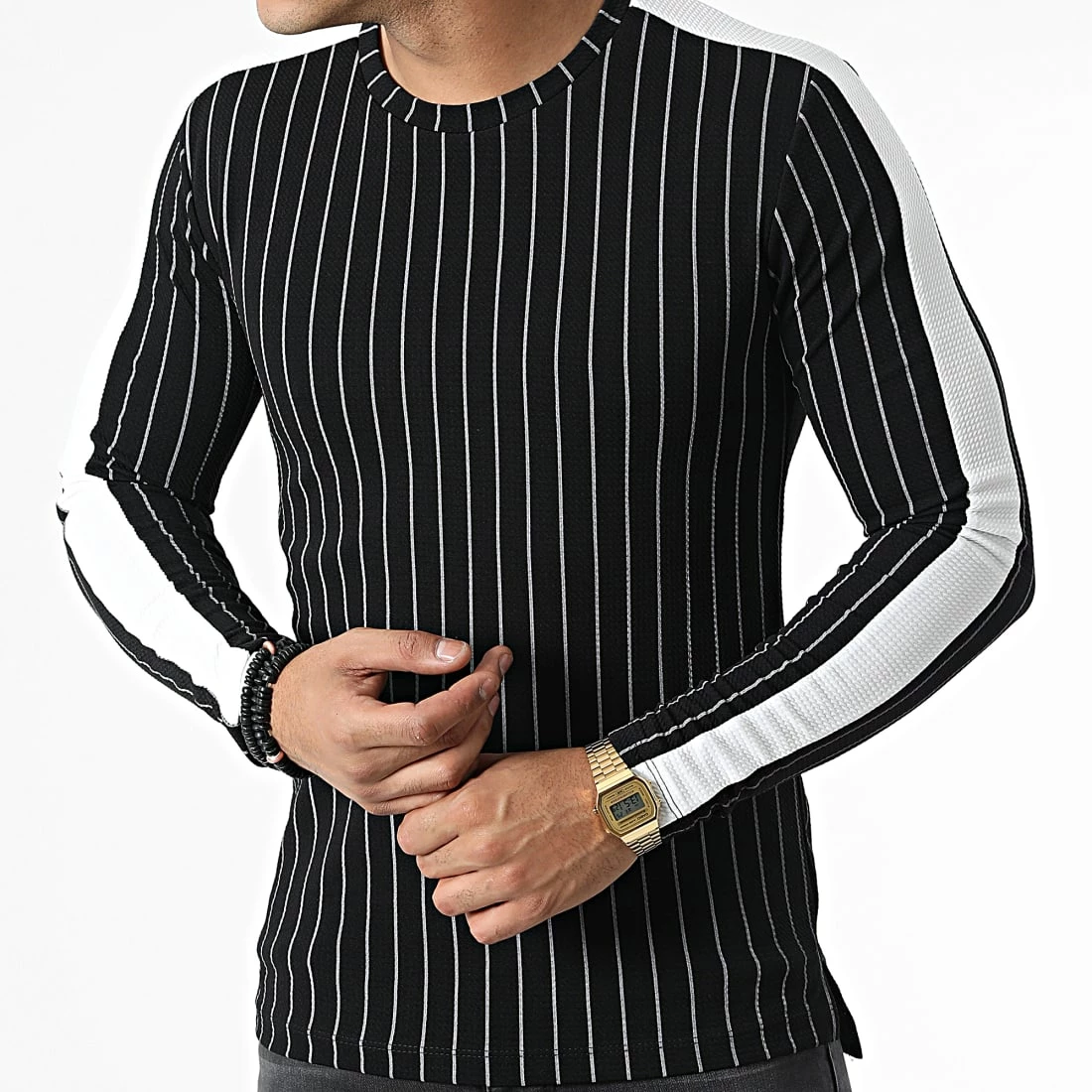 Tout neuf 🎉 Tee 👚 Shirt Manches Longues A Bandes Et Rayures FL038 Noir de Frilivin 😍 5 Tout neuf 🎉 Tee 👚 Shirt Manches Longues A Bandes Et Rayures FL038 Noir de Frilivin 😍 – Image 3