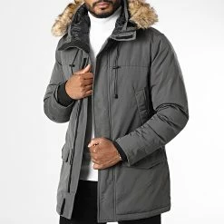 De gros 🔥 Parka Fourrure FD81H80 Gris Anthracite de Frilivin 😀