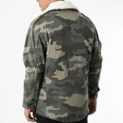 Acheter ⭐ Veste Jean Camouflage Col Mouton XH-8886 Vert Kaki de Frilivin 😍 -Promos Frilivin Magasin frilivin 337669 XH 8886 KHAKI 20220920T151423 04