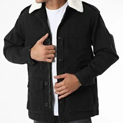 Sortie 🌟 Veste Jean Camouflage Col Mouton XH-8887 Noir de Frilivin 🤩