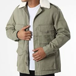 Meilleure affaire 😉 Veste Jean Col Mouton XH-8887 Vert Kaki de Frilivin 😉