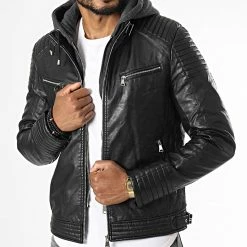 Meilleure affaire ❤️ Veste Biker 8820 Noir Gris Anthracite Chiné de Frilivin ✨