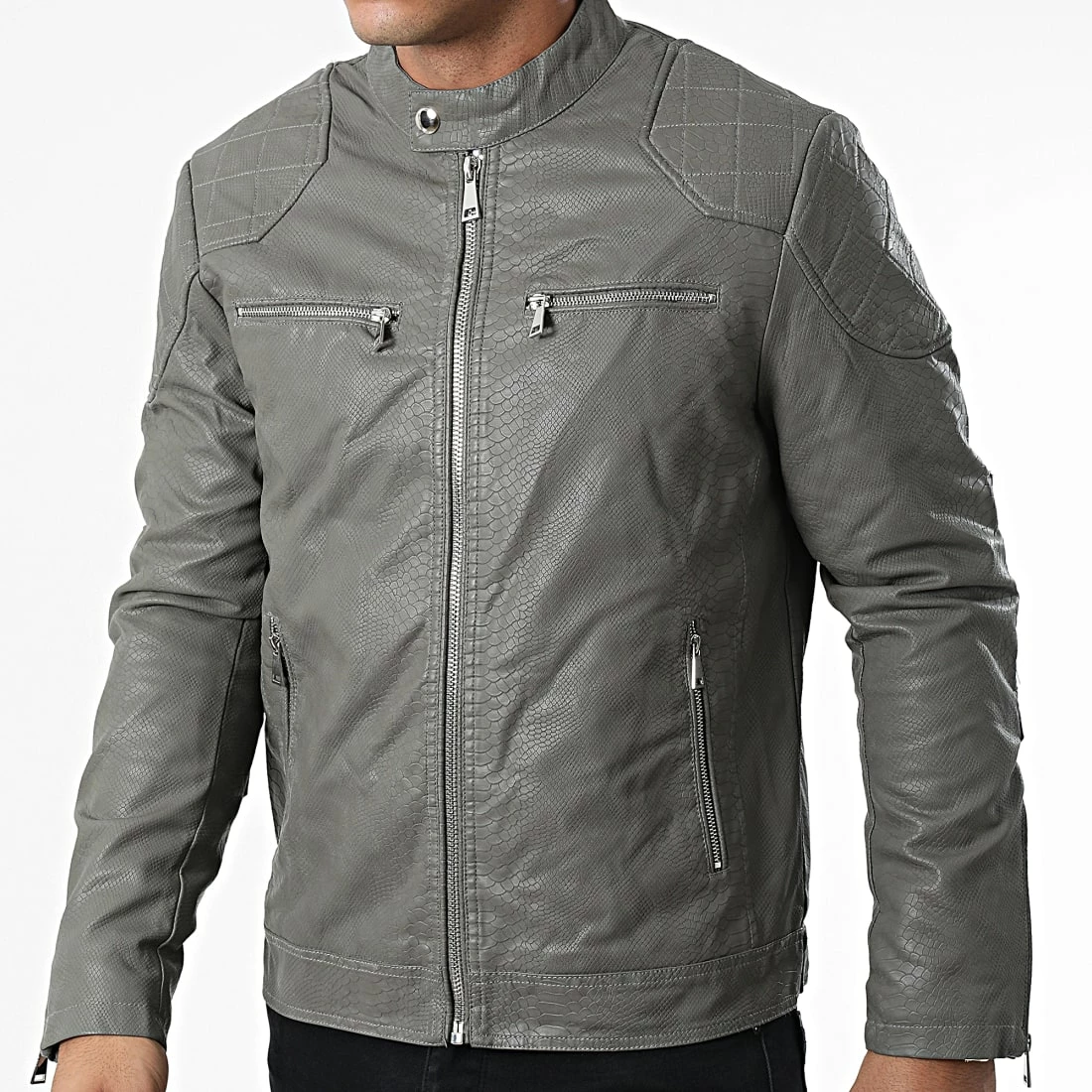 Sortie ✨ Veste Biker Reptile 88301A Gris de Frilivin 😉 5 Sortie ✨ Veste Biker Reptile 88301A Gris de Frilivin 😉 – Image 3