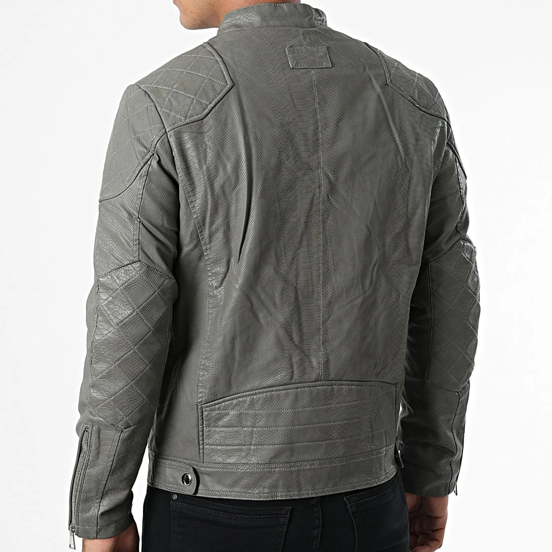 Sortie ✨ Veste Biker Reptile 88301A Gris de Frilivin 😉 6 Sortie ✨ Veste Biker Reptile 88301A Gris de Frilivin 😉 – Image 4