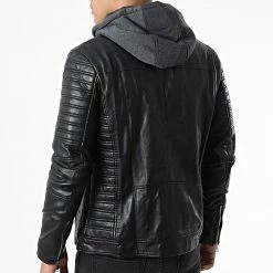 Promo 🔔 Veste Biker Capuche 8821 Noir Gris Anthracite Chiné de Frilivin ✔️ -Promos Frilivin Magasin frilivin 337735 8821 1A BLACK 20220920T151147 04