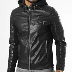 Vente flash 🌟 Veste Biker Capuche 8839 Noir de Frilivin 🥰 -Promos Frilivin Magasin frilivin 337736 8839 1 BLACK 20220916T160219 03