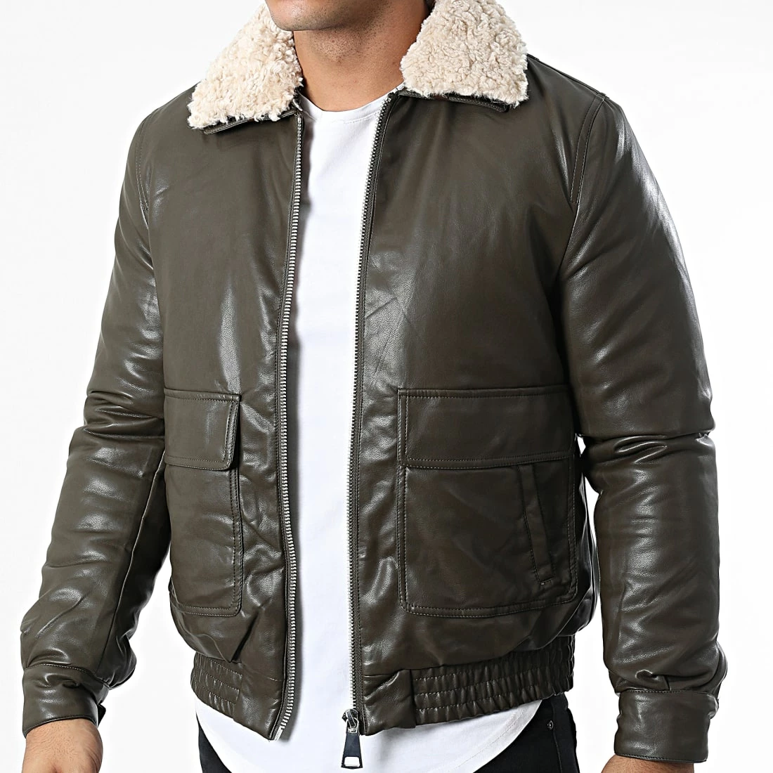Meilleure vente 😉 Veste Zippée XH-8883 Col Mouton Marron de Frilivin 🎁 5 Meilleure vente 😉 Veste Zippée XH-8883 Col Mouton Marron de Frilivin 🎁 – Image 3
