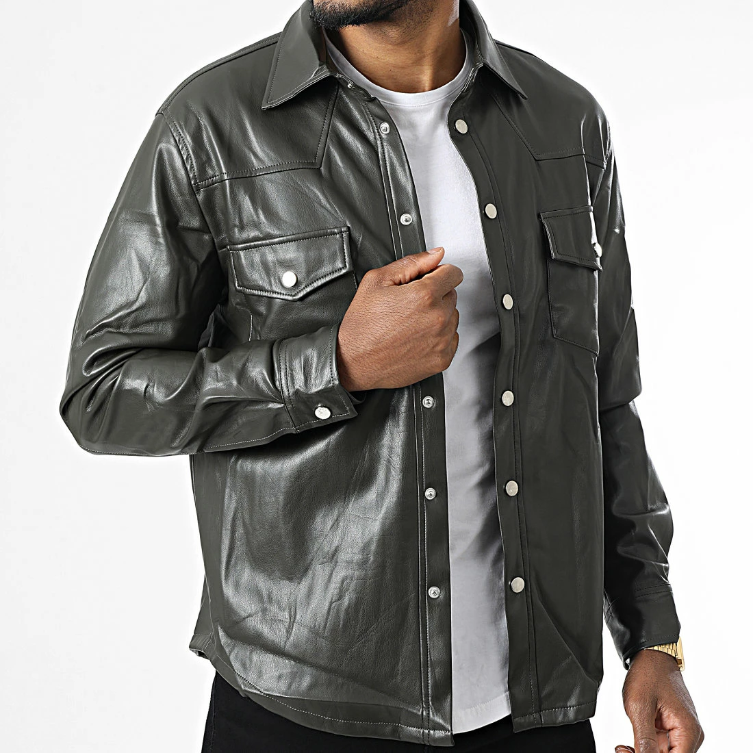 Offres 👏 Surchemise Manches Longues BM1252 Vert Kaki de Frilivin ✔️ 5 Offres 👏 Surchemise Manches Longues BM1252 Vert Kaki de Frilivin ✔️ – Image 3