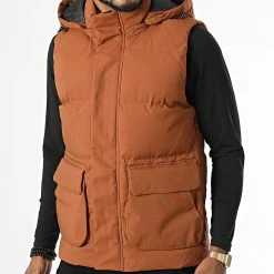 Meilleure vente 👏 Doudoune Capuche Sans Manches AB672C Marron de Frilivin 🥰