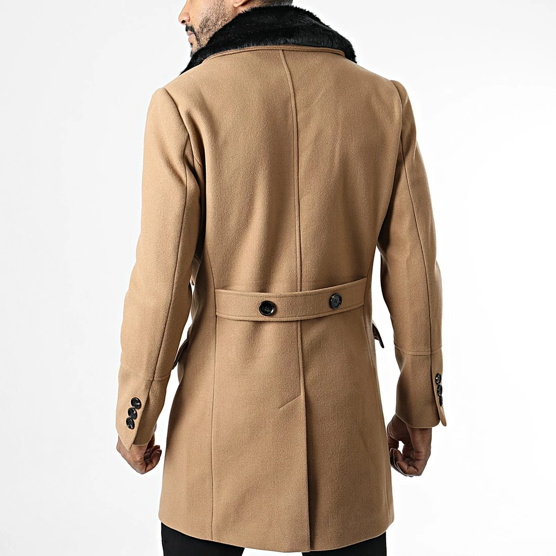 Remise 🔥 Manteau Col Fourrure FSX2085B Camel de Frilivin 🥰 6 Remise 🔥 Manteau Col Fourrure FSX2085B Camel de Frilivin 🥰 – Image 4