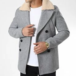 Remise 😉 Veste Col Mouton FSX2081B Gris Chiné de Frilivin 👏