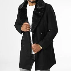 Budget 🧨 Manteau Col Fourrure FSX2085B Noir de Frilivin 👏